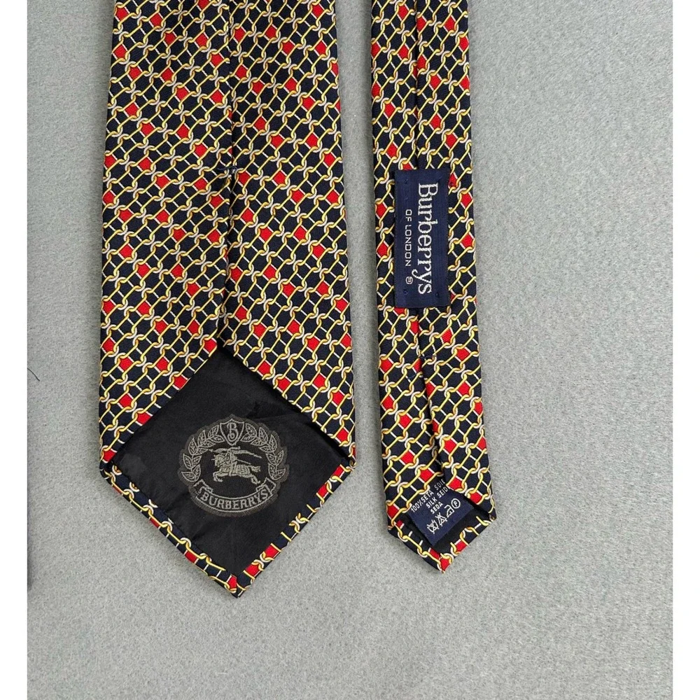 Vintage Burberrys 100% Silk Tie Bundle 2 Designer Neckties England Geometric - Picture 8 of 13